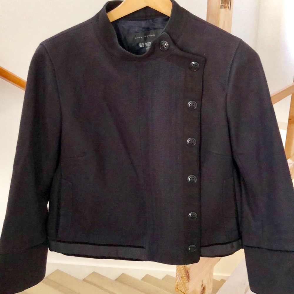 Zara navy blue fencing jacket. Gorgeous details